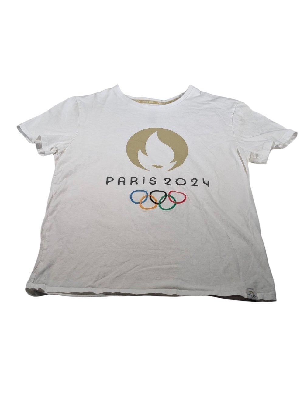 Paris Olympics 2024 Official White with Olympic Rings Size Large